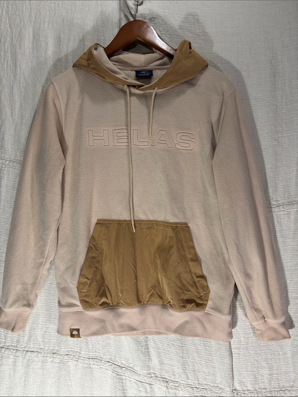 Helas Fleece Hoodie in Cream/Sand Mens Size XS Streetwear Oversized Skater EUC